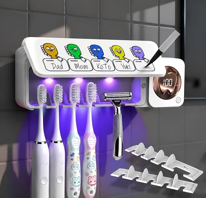 Toothbrush Holders Wall Mounted Name Labels No Drill by Monianrefineddentalcare