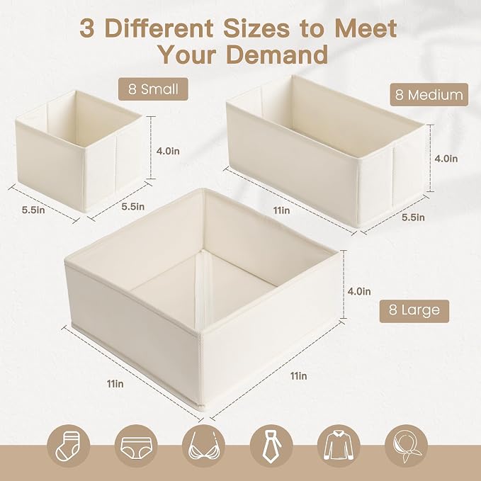 Drawer Organizer Clothes, 24 Pack Dresser Organizer - Image 3