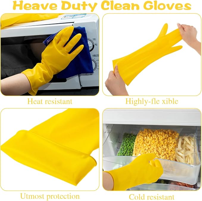 Rubber Reusable Gloves Long Household Dishwashing Gloves Kitchen Cleaning - Image 3