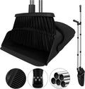 Black Broom and Dustpan Combo Set, Built-in Comb Dustpan, Space-Saving Storage by UDUK