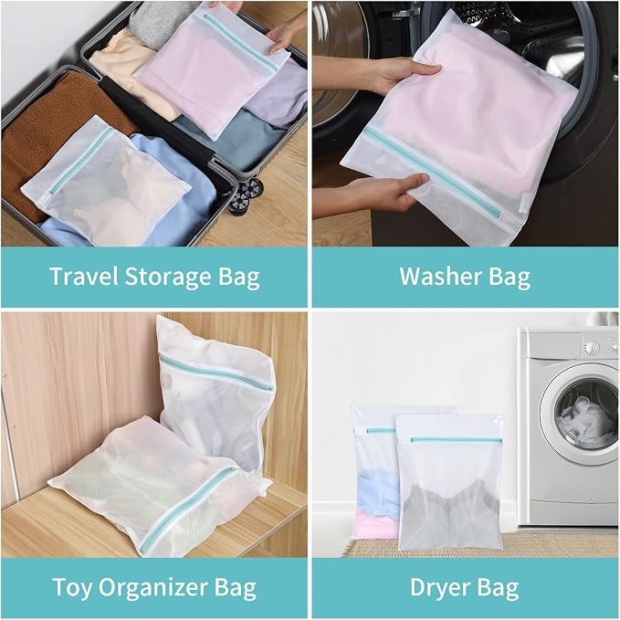 OTraki 12x16 Inch Mesh Laundry Bag 2 Pack Small Lingerie Sock Bag Washing - Image 8