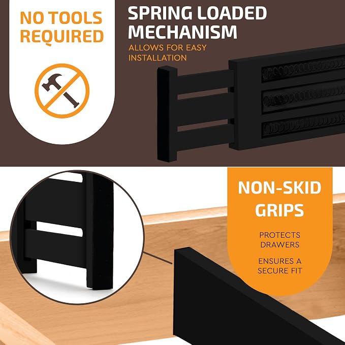 6 Pack Black Drawer Dividers - Image 8