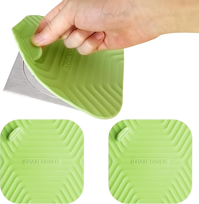 2 Pcs Green Shower Drain Cover Tub Stopper | Sewer Anti-Odor Mat Deodorizing by DIFENLUN