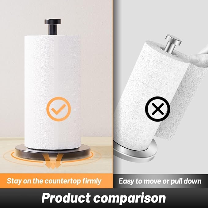 VEHHE Paper Towel Holder Countertop, 4 Non-Slip Suction Cups, Weighted Base - Image 6