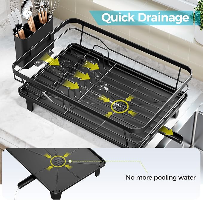 Urakify Dish Drying Rack for Kitchen Counter, 16.5" L x 12.2" W, Sink Dish Rack - Image 5