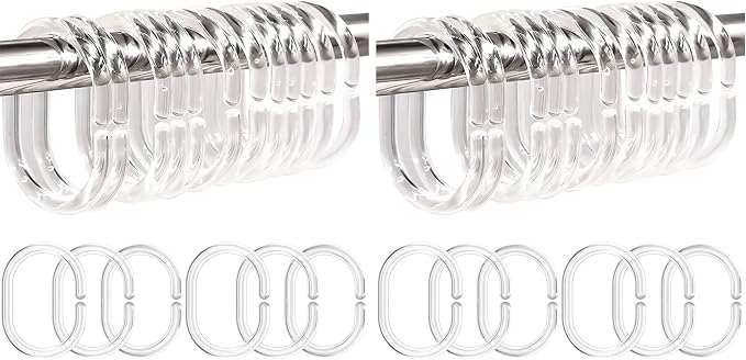 Resze 48 PCS Shower Curtain Rings, Plastic Clear Shower Curtain Hooks, C-Shaped by Resze