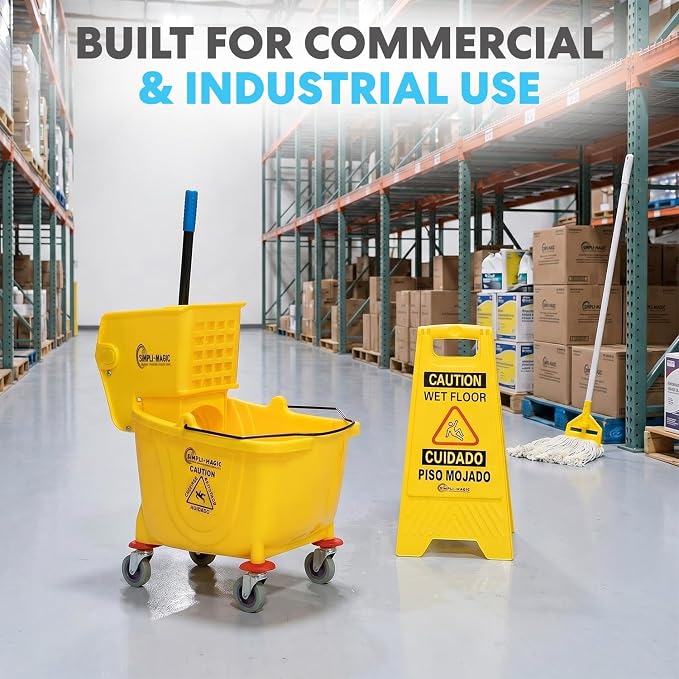 SIMPLI-Magic Side Press Wringer Commercial Mop Bucket on Wheels, 26 Quart - Image 7
