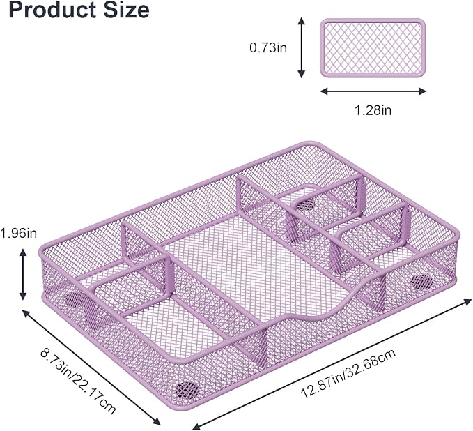 VyGrow Desk Drawer Organizer Tray, Metal Mesh Drawer Organizers Office - Image 4