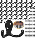 Homanu 34 Pack Coat Hooks, Heavy Duty Double Prong Coat Hooks Wall Mounted by Homanu