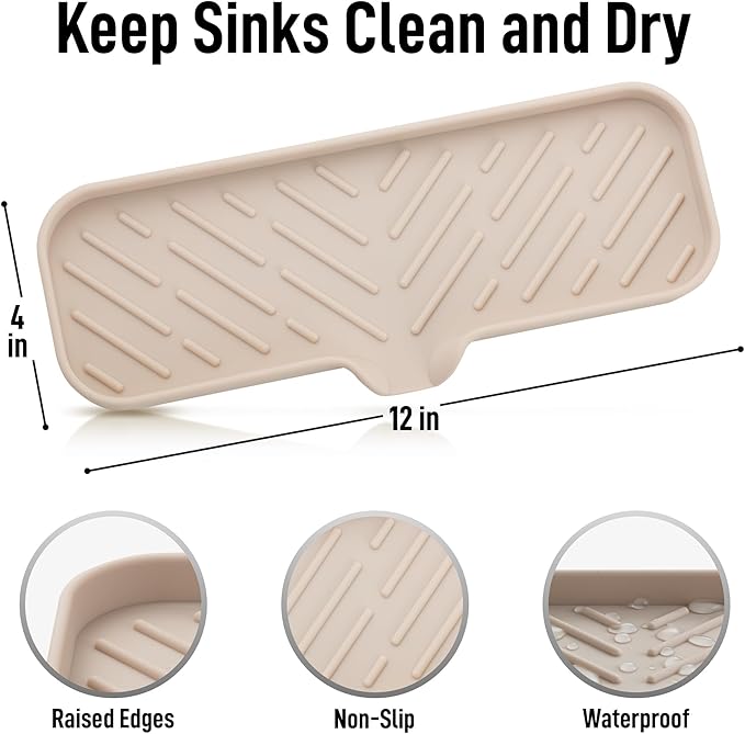 Zulay Kitchen Large Silicone Sponge Holder (12x4) – Flexible Sink Organizer Tray for Kitchen & Bathroom – Multipurpose Soap Dish for Sponges, Makeup, Trinkets & More (Ivory)