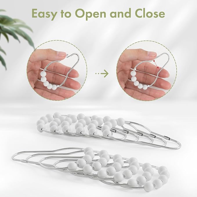 Shower Curtain Hooks, Decorative Stainless Steel Shower Curtain Hooks - Image 5