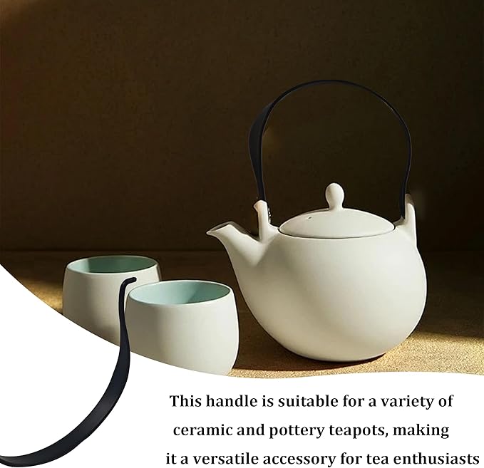 2PCS 3" U-Shape Stainless Steel Teapot Handle, Black External Buckle Replacement Handle for Ceramic Pottery Teapot Kettle Accessories