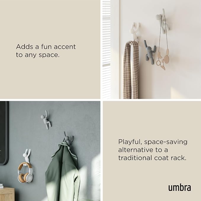 Umbra Buddy Wall Hooks, Decorative Wall Mount Coat Hooks, holds 5lbs per hook - Image 4
