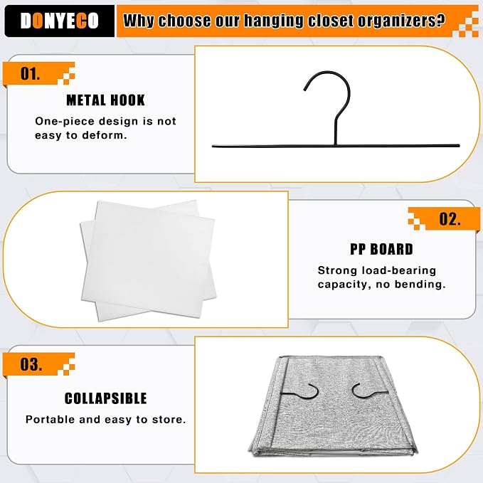 Hanging Closet Organizer 6-Shelf, Oxford Linen Wardrobe Storage, shoes & - Image 6