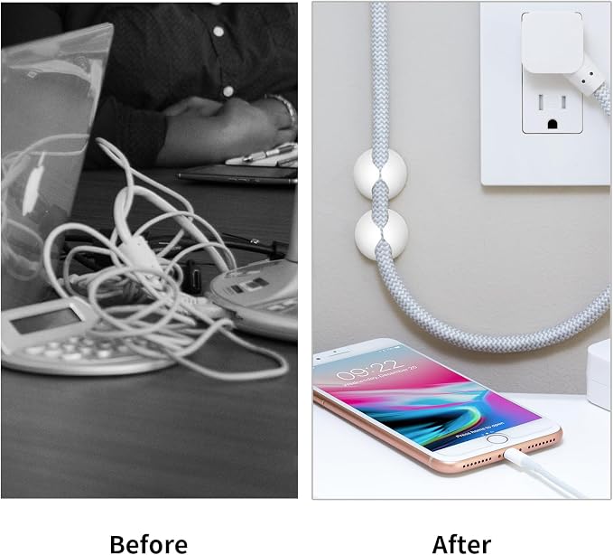 12PCS White Adhesive Cable Clips Cord Organizer - Image 5