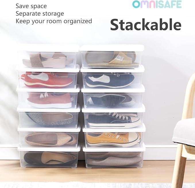 6 Quart Stackable Plastic Storage Shoebox, BPA-Free Nestable Container - Image 3