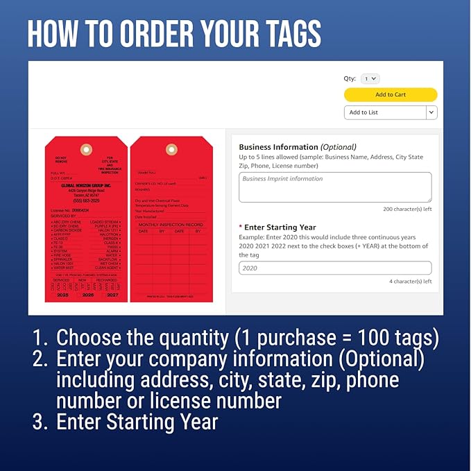 Tags 4 Less Custom Fire Extinguisher Tags – Preventative Maintenance Labels for Monthly Inspections, Alternative to Safety Sticker for Easy Record-Keeping – Pack of 100 (Red, Cardboard)