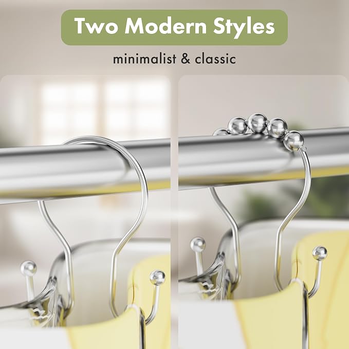 AmazerBath Shower Curtain Hooks, Shower Curtain Rings, Metal Chrome Shower - Image 7