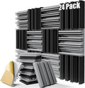 Upgrade 24 pack Self-adhesive Sound Proof Foam Panels,12" X 12" X 2" Acoustic Panels with High Density,Decorative Soundproof Wall Panels Sound Absorbing Foam for Wall and Ceiling(Black+Gray)