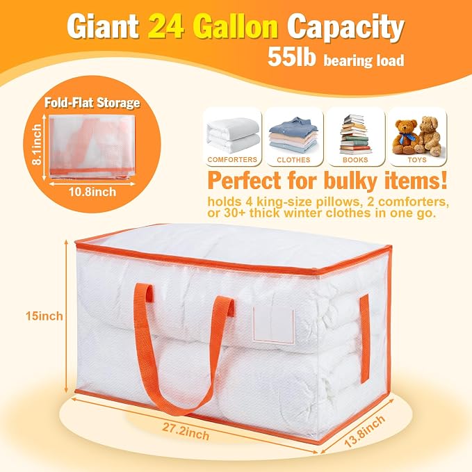 KYODOLED 2-Pack Clear Moving Bags Heavy Duty Extra Large, Storage Totes | - Image 2