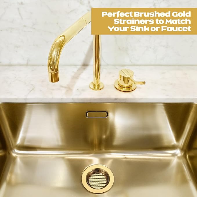 Retisee 2 Pcs Kitchen Sink Drain Strainer 4.4 Inch, Brushed Gold - Image 6
