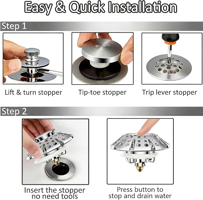 AzWzz Bathtub Drain Stopper, Pop Up Tub Stopper Plug - Image 4