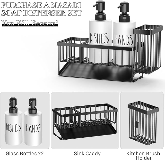MASADI Kitchen Dish Soap Dispenser Set - Image 2