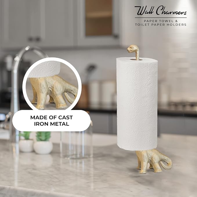 WallCharmers Gold Paper Towel Holder, Metal Toilet or Kitchen Paper Holder - Image 2