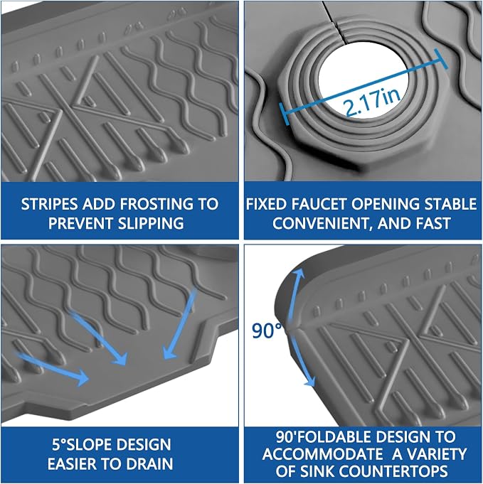 Sink Splash Guard Gen2-17" x 6'' Kitchen Sink Accessories, Silicone Sink Mat - Image 3