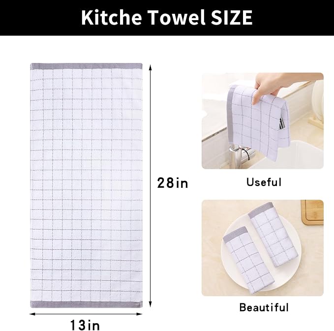 Homaxy 100% Cotton Terry Kitchen Towels, 8 Pack - Image 5