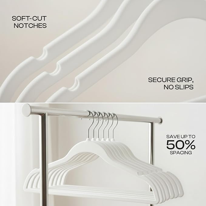 Utopia Home Velvet Hangers, 50 Pack | Luxury Non-Slip Slim Pant & Coat Hangers - Image 3