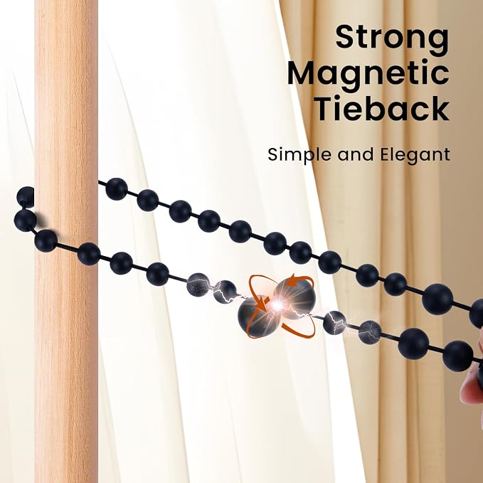 KLOGTSIND Magnetic Curtain Tiebacks, 6 Pack Wood Bead Curtain Holdbacks - Image 6