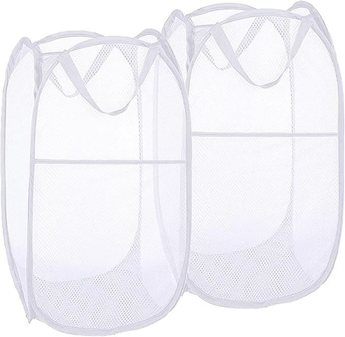 Pack of 2 Pop Up Laundry Hampers, Collapsible Mesh Laundry Baskets, Foldable by Buenod