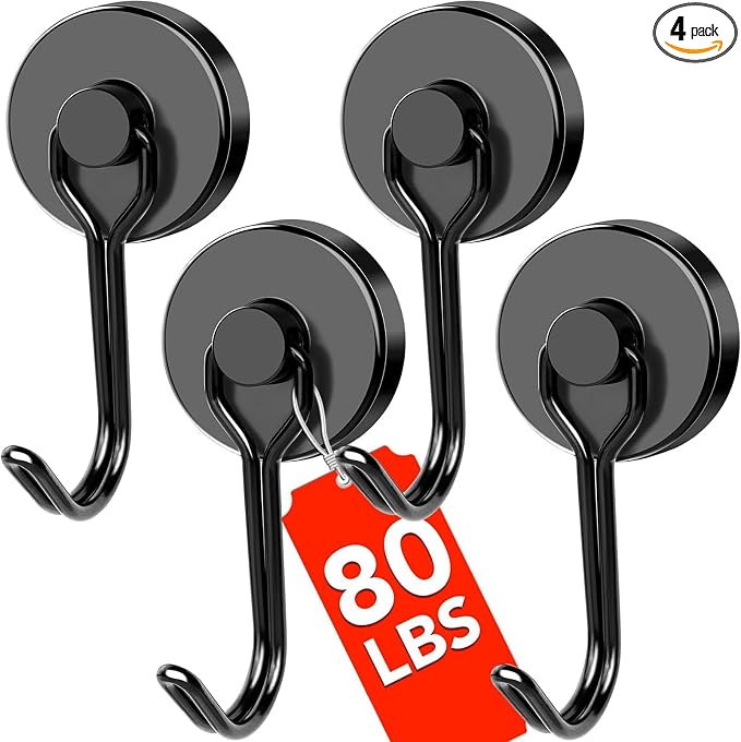 DIYMAG Magnetic Hooks, 80LBS Heavy Duty 4 Pack 2026 Cruise Ship Essentials by DIYMAG