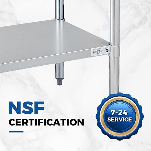 Profeeshaw Stainless Steel Prep Table NSF Commercial Work Table with Backsplash and Undershelf for Kitchen Restaurant 36x24 Inch