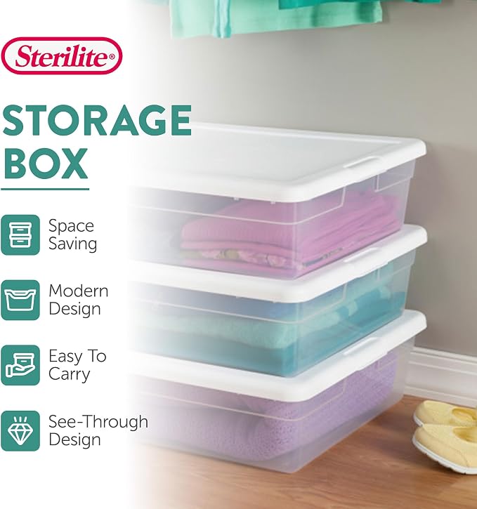 Sterilite 30-Pack Storage Box, Stackable Clear Plastic Bins - Image 3