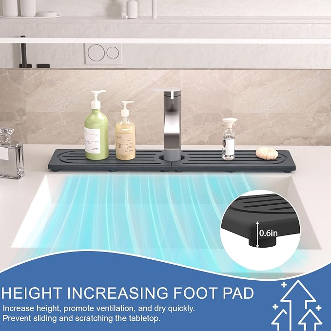 Faucet Mat for Kitchen Sink, Water Absorbent Kitchen Faucet Mat, Durable Sink - Image 9