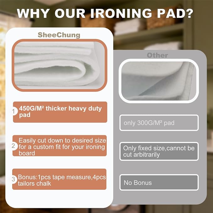 SheeChung Ironing Board Pad Only, Fit Ironing Boards Up to 57"x21" - Image 4