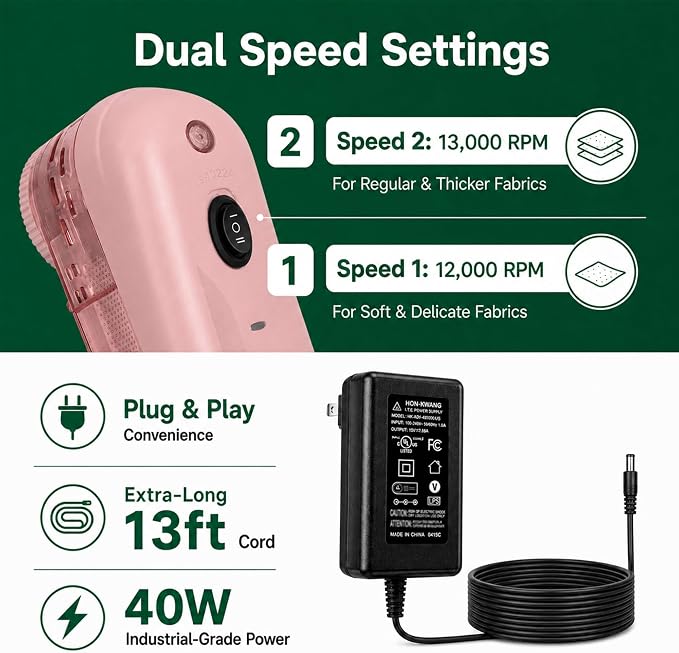 Fabric Shaver for Clothing and Furniture, 40W Commercial Corded Lint Remover - Image 4