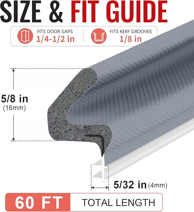 Litaibai 60 ft Kerf Weather Stripping Door Seal - Image 4
