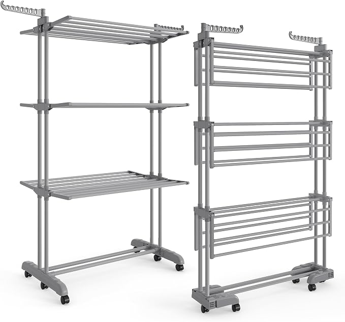 SONGMICS Clothes Drying Rack 4-Tier, Foldable Laundry Rack, Steel | Indoor - Image 2