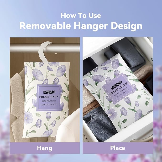 MYARO 12Pcs Linen Sachets Hanging Car Air Freshener, Closet Deodorizer - Image 2