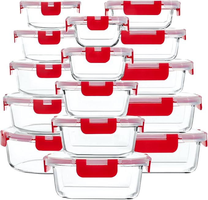 M MCIRCO 30 Piece Extra Large Glass Food Storage Containers by MMCIRCO