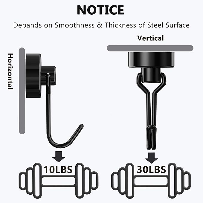 Tohoer Magnetic Hooks, Neodymium Magnets Hook Heavy Duty 30LBS - Image 3