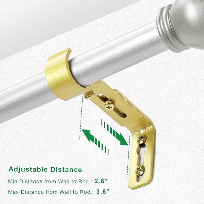 LLPJS Curtain Rod Bracket Adjustable, Drapery Rod Holder Hooks Support Hangers - Image 2