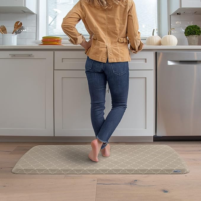 GelPro Elite Premier Anti-Fatigue Kitchen Comfort Floor Mat, 20x48”, Trellis Khaki Stain Resistant Surface with Therapeutic Gel and Energy-Return Foam for Health and Wellness