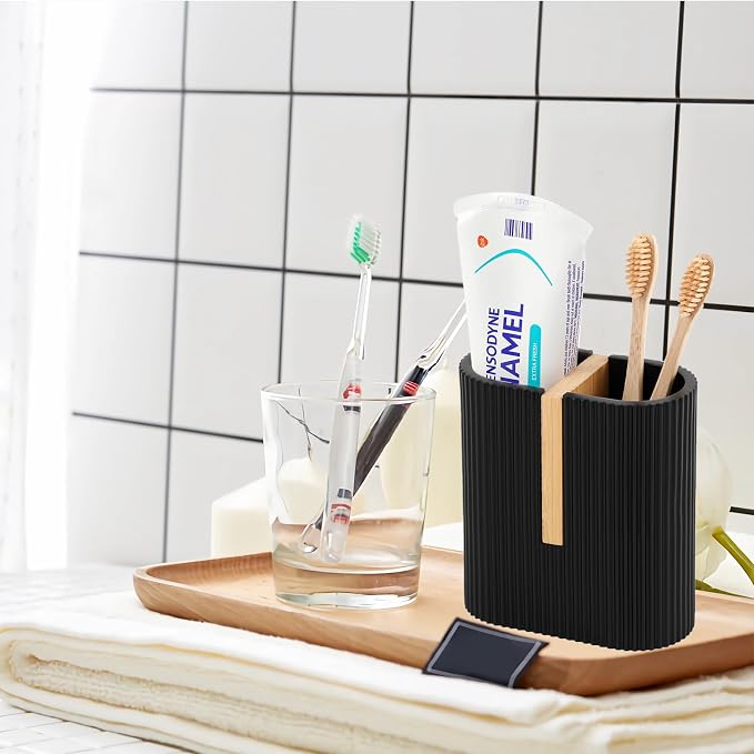 Toothbrush Holders for Bathroom, Bamboo Electric Toothbrush Stand, Bathroom - Image 5