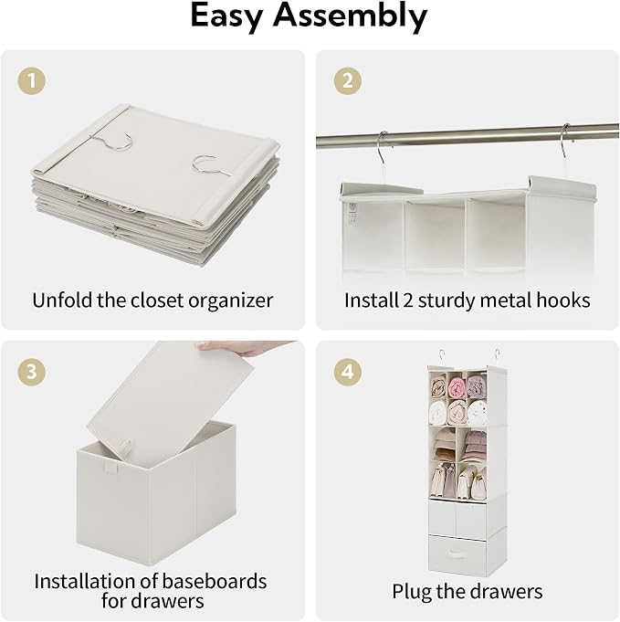 GRANNY SAYS Hanging Closet Organizer, 3 Drawers, 6 Shelves, 6 Shelves & - Image 8