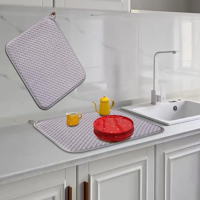 Dish Drying Mats for Kitchen Counter 2 Pack, Dish Drying Pad Absorbent | - Image 2