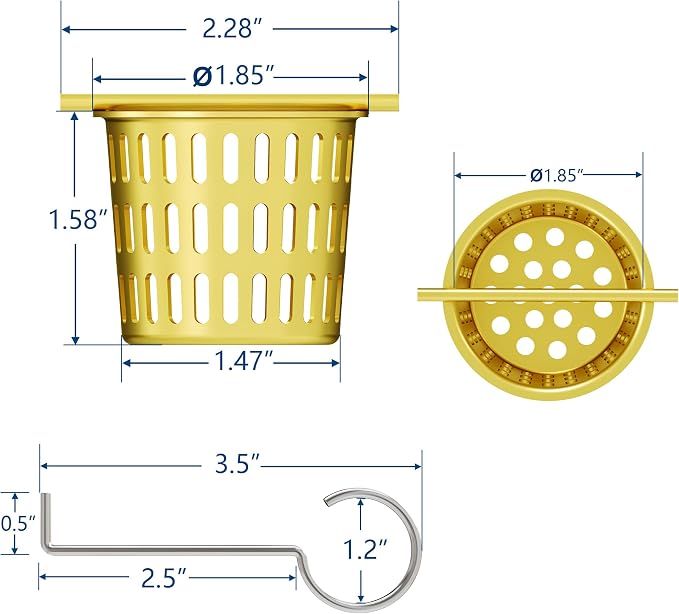 Neodrain Golden Strainer-Hook, Only Fit Neodrain Shower Drain | 304 Stainless - Image 2
